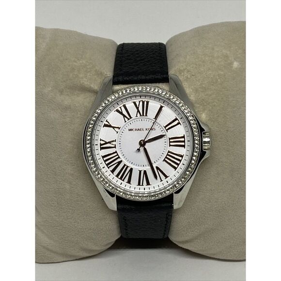 Michael Kors Kacie MK3567 Women's Black Leather Analog Dial Quartz Watch EY424 - Picture 1 of 12